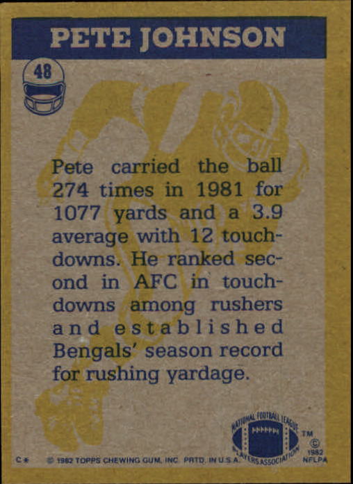 1982 Topps #48 Pete Johnson IA back image