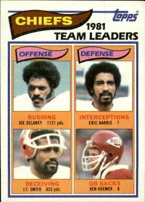 1982 Topps #109 Kansas City Chiefs TL/Joe Delaney/J.T. Smith/Eric Harris/Ken Kremer
