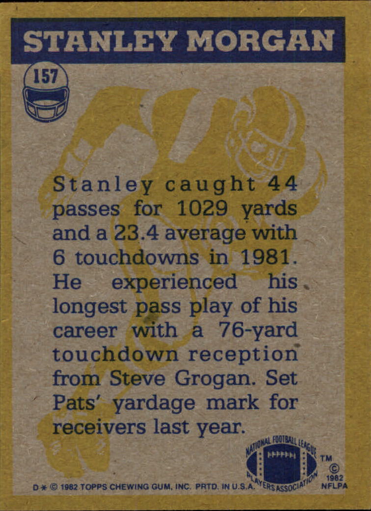 1982 Topps #157 Stanley Morgan IA back image