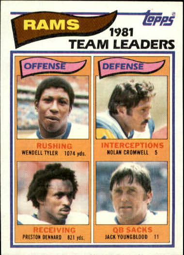 1982 Topps #369 Los Angeles Rams TL/Wendell Tyler/Preston Dennard/Nolan Cromwell/Jack Youngblood