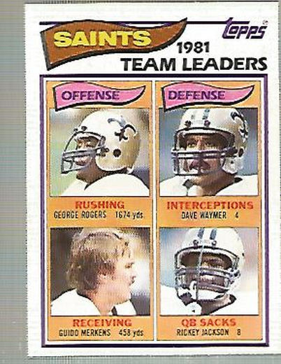 1982 Topps #404 New Orleans Saints TL/George Rogers/Guido Merkens/Dave Waymer/Rickey Jackson