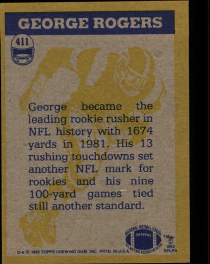 1982 Topps #411 George Rogers IA back image
