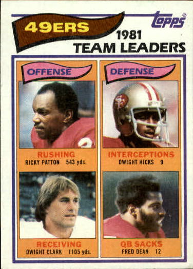 1982 Topps #477 San Francisco 49ers TL/Ricky Patton/Dwight Clark/Dwight Hicks/Fred Dean
