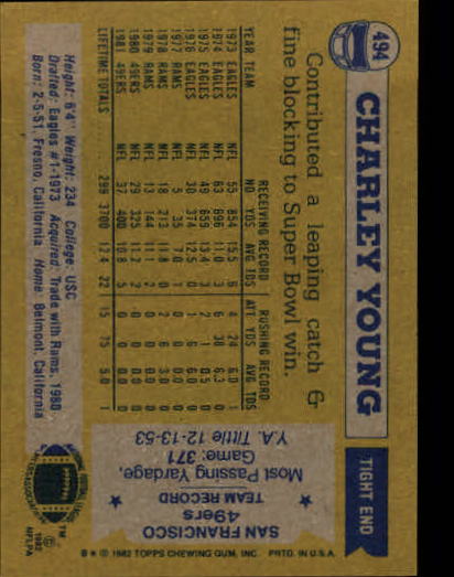 1982 Topps #494 Charle Young back image