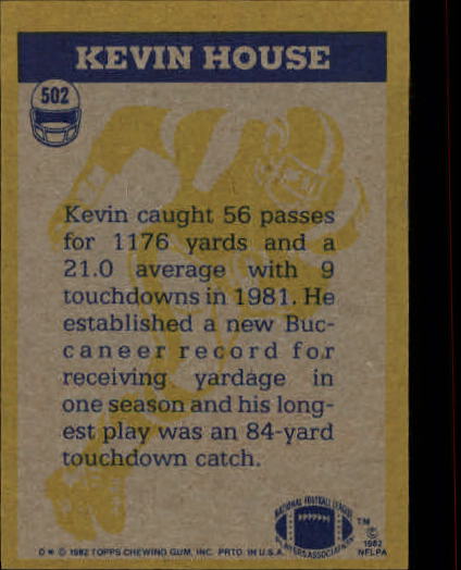1982 Topps #502 Kevin House IA back image