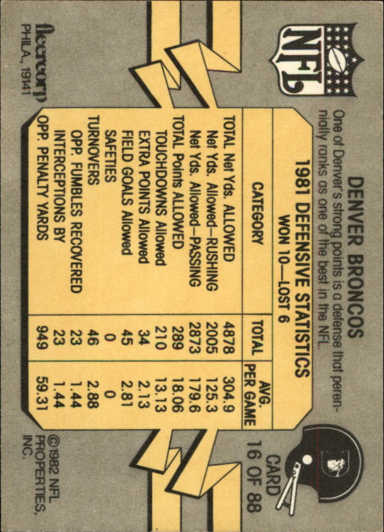 A7099- 1982 Fleer Team Action Football Cards 1-88 -You Pick- 15+ FREE US SHIP - Picture 33 of 169