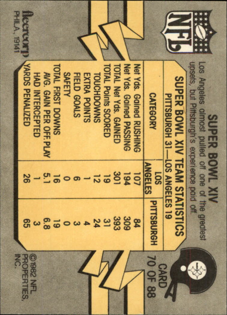 A7099- 1982 Fleer Team Action Football Cards 1-88 -You Pick- 15+ FREE US SHIP - Picture 135 of 169