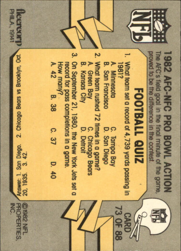A7099- 1982 Fleer Team Action Football Cards 1-88 -You Pick- 15+ FREE US SHIP - Picture 105 of 129