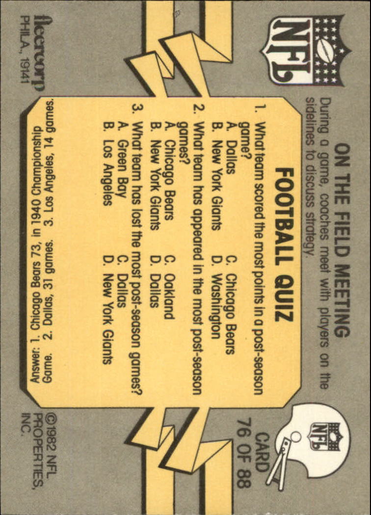 A7099- 1982 Fleer Team Action Football Cards 1-88 -You Pick- 15+ FREE US SHIP - Picture 109 of 129