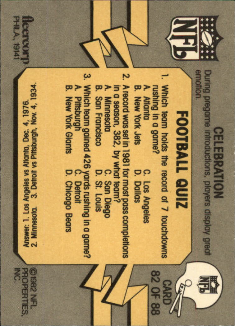 A7099- 1982 Fleer Team Action Football Cards 1-88 -You Pick- 15+ FREE US SHIP - Picture 121 of 129