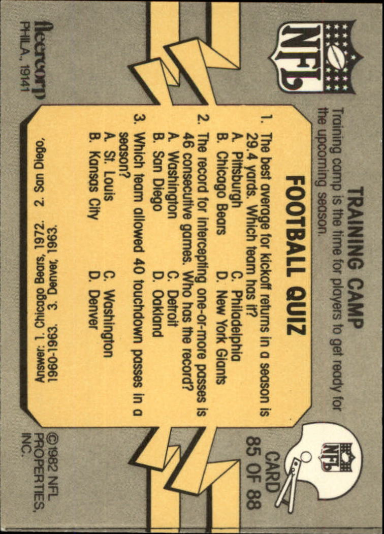 A7099- 1982 Fleer Team Action Football Cards 1-88 -You Pick- 15+ FREE US SHIP - Picture 125 of 129