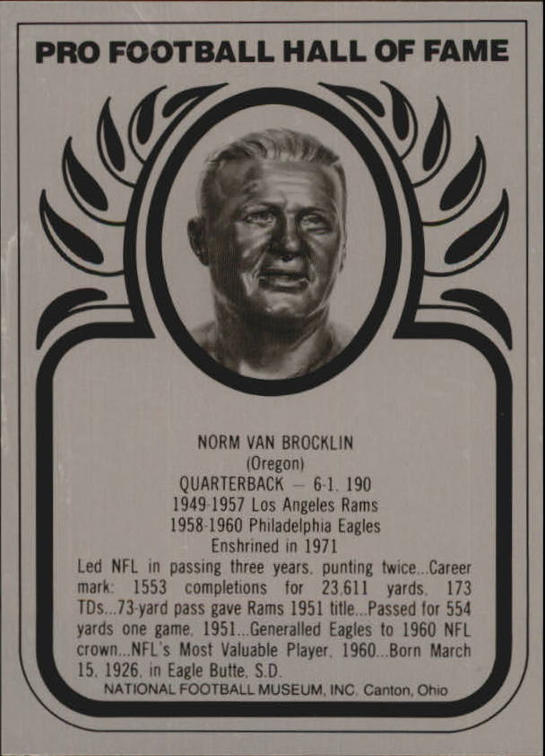 1982-2013 Hall of Fame Metallics #88 Norm Van Brocklin