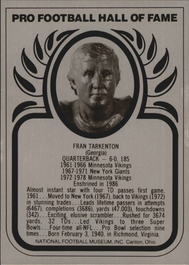 1982-2013 Hall of Fame Metallics #133 Fran Tarkenton