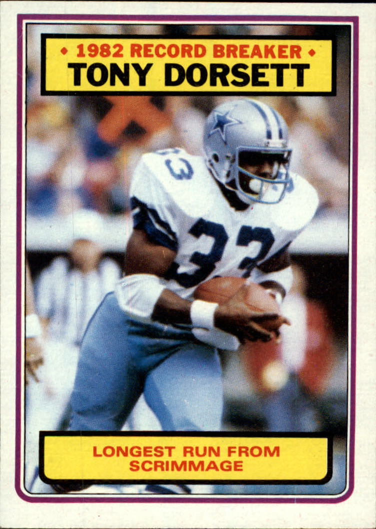 1983 Topps #2 Tony Dorsett RB/99 Yard Run