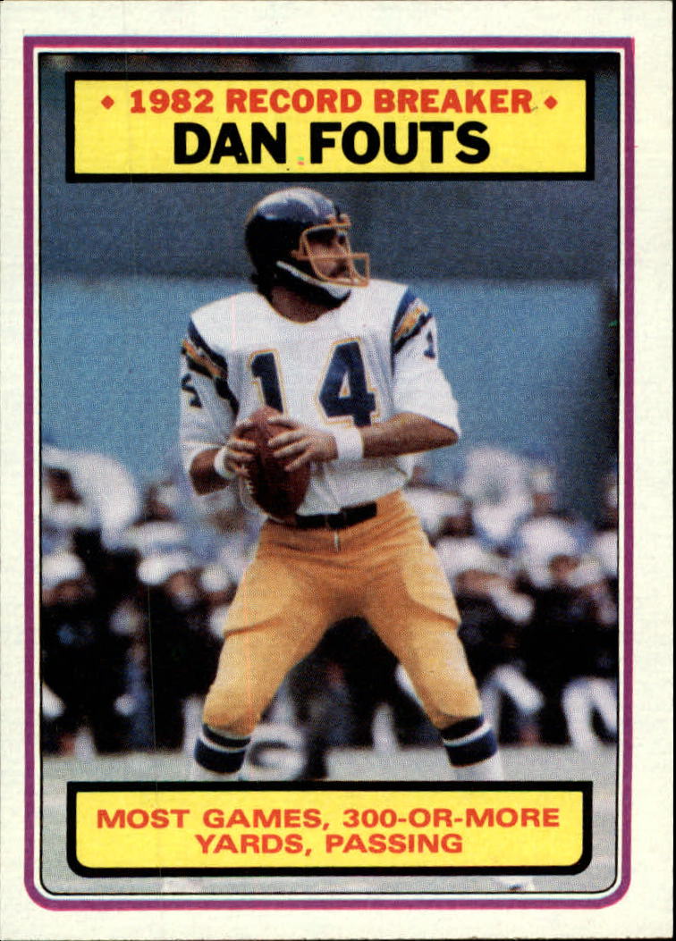 1983 Topps #3 Dan Fouts RB/30 Games Over/300 Yards Passing