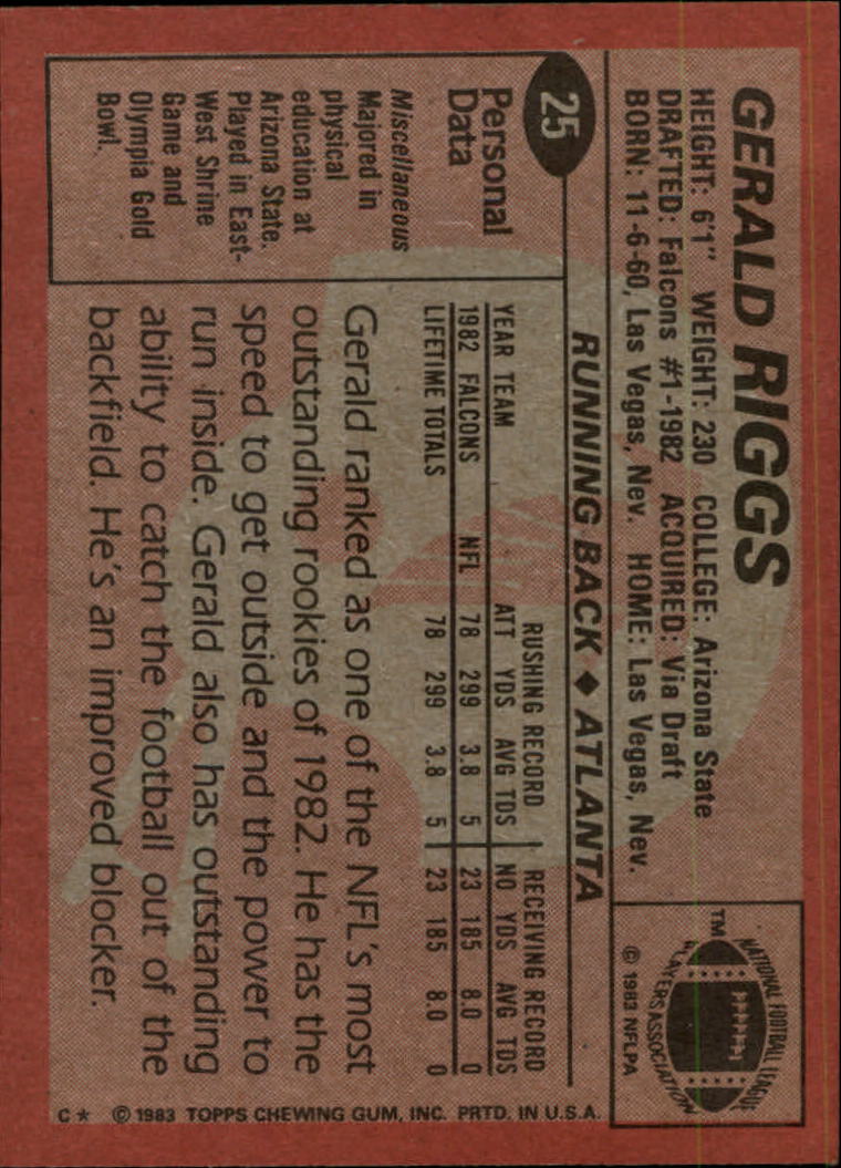 1983 Topps #25 Gerald Riggs DP RC back image