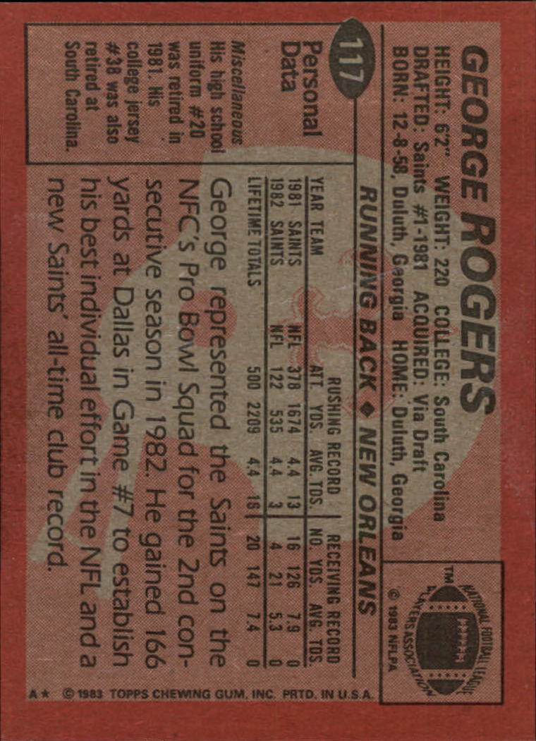 1983 Topps #117 George Rogers PB back image