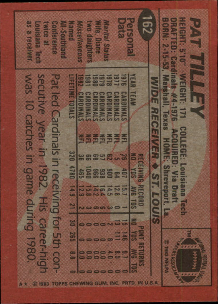 1983 Topps #162 Pat Tilley back image