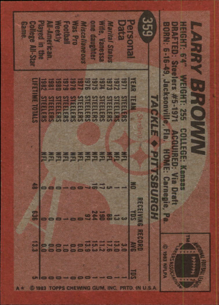 1983 Topps #359 Larry Brown back image