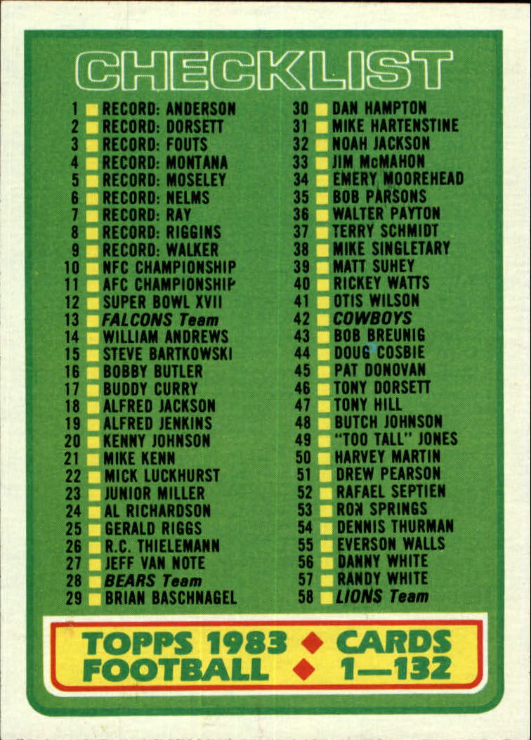 B2600- 1983 Topps FB # 201-396 MOSTLY STOCK PHOTOS -You Pick- 15+ FREE US SHIP - Picture 329 of 334