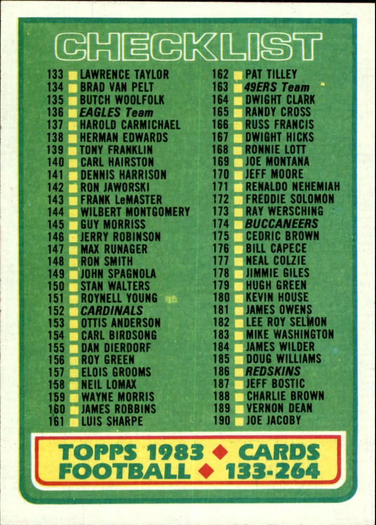 B2600- 1983 Topps FB # 201-396 MOSTLY STOCK PHOTOS -You Pick- 15+ FREE US SHIP - Picture 331 of 334