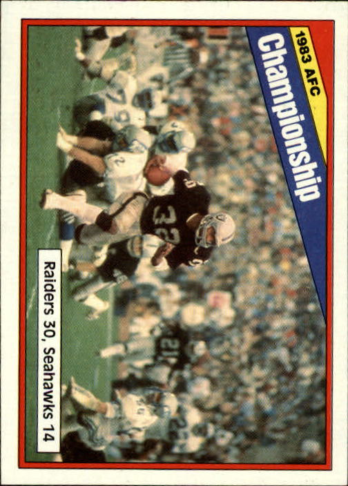1984 Topps #7 AFC Championship/Raiders 30,/Seahawks 14/(Marcus Allen running)