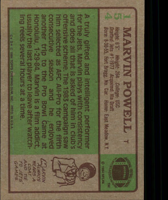 1984 Topps #154 Marvin Powell back image
