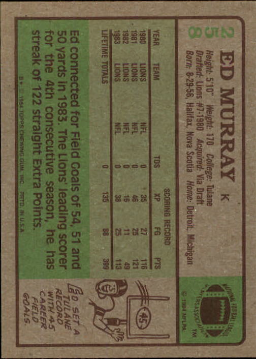 1984 Topps #258 Eddie Murray back image