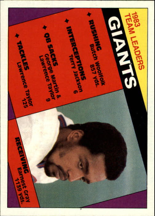 1984 Topps #310 New York Giants TL/Earnest Gray