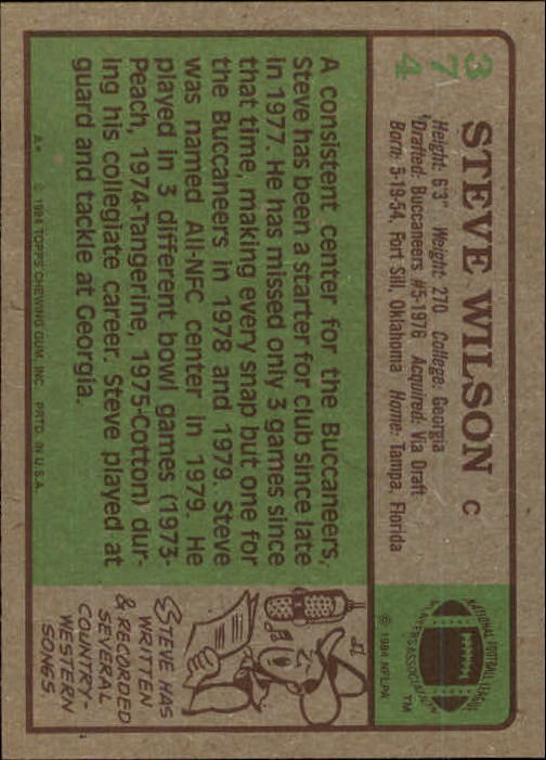 1984 Topps #374 Steve Wilson back image
