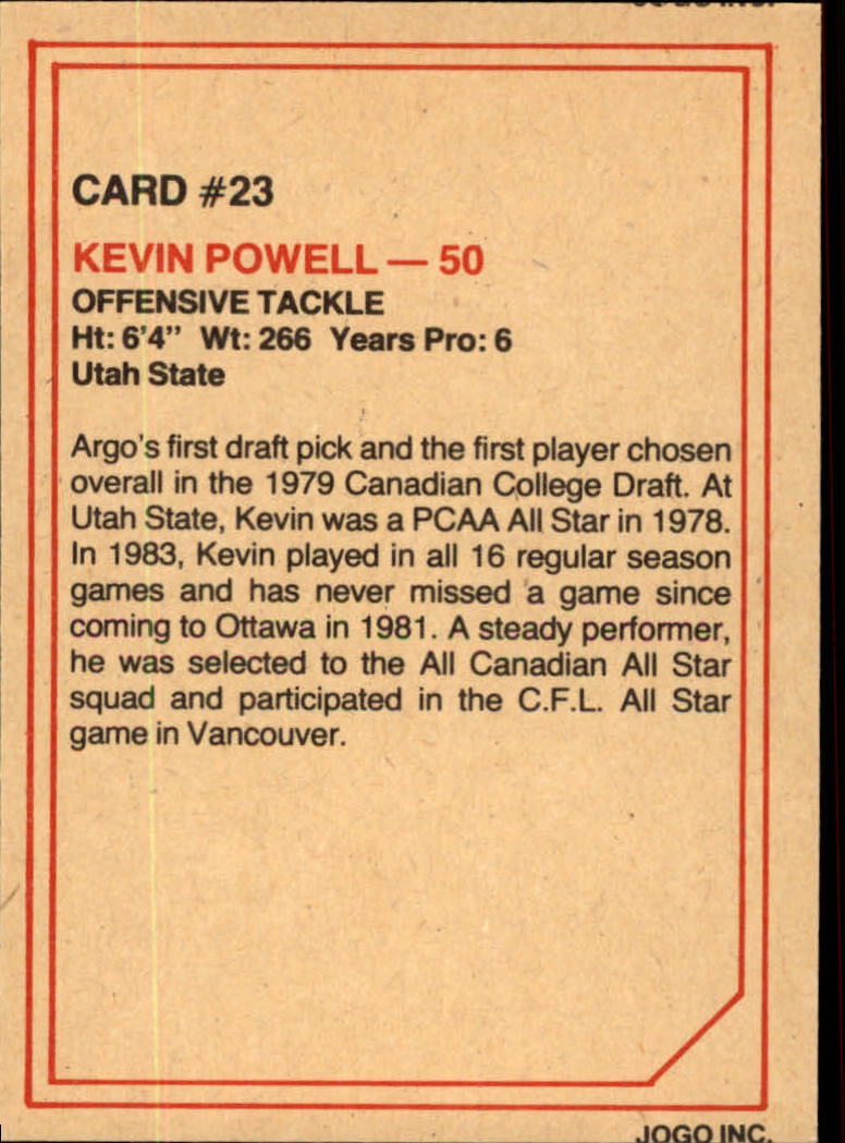 1984 JOGO #23 Kevin Powell back image