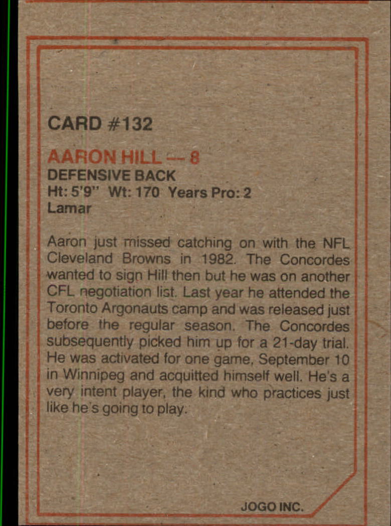 1984 JOGO #132 Aaron Hill back image