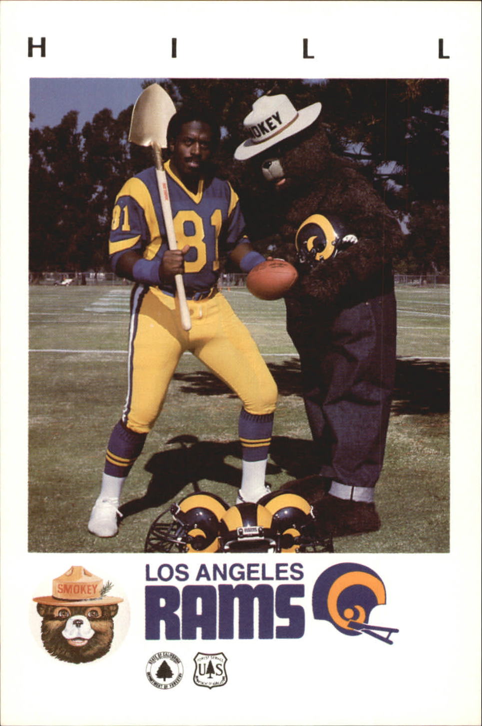 1985 7 Cards Topps LA Rams Team Set in Mint grade 9 to 