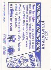 1985 Topps Stickers #210 Joe Montana back image