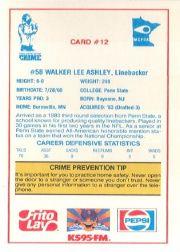 1985 Vikings Police #12 Walker Lee Ashley back image