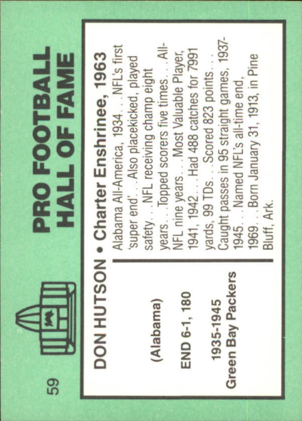 1985-88 Football Immortals #59 Don Hutson back image