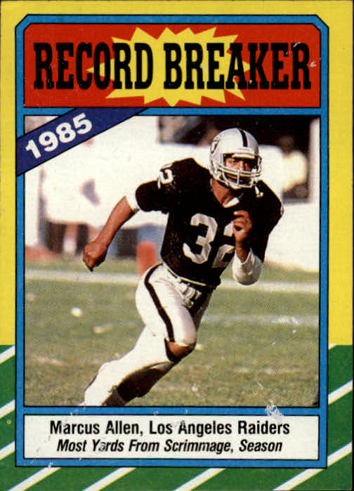 1986 Topps #1 Marcus Allen RB/Most Yards From/Scrimmage: Season