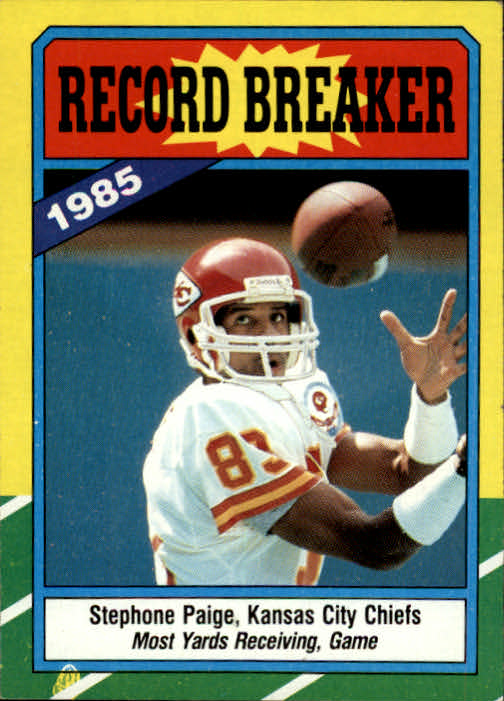 1986 Topps #6 Stephone Paige RB/Most Yards/Receiving: Game