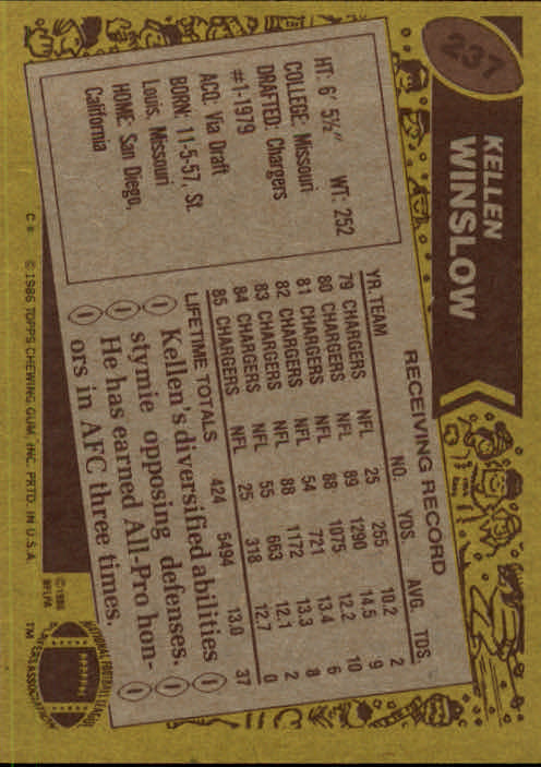 B3696- 1986 Topps FB #s 201-300 APPROXIMATE GRADE -You Pick- 15+ FREE US SHIP - Picture 165 of 445