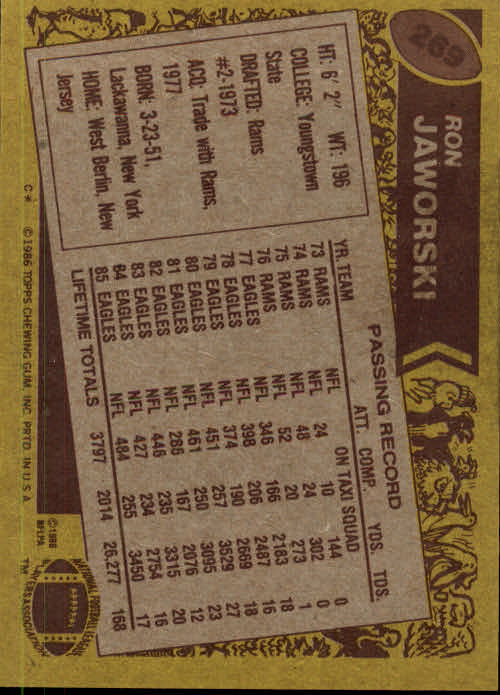 B3696- 1986 Topps FB #s 201-300 APPROXIMATE GRADE -You Pick- 15+ FREE US SHIP - Picture 311 of 445