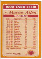1986 Topps 1000 Yard Club #1 Marcus Allen back image