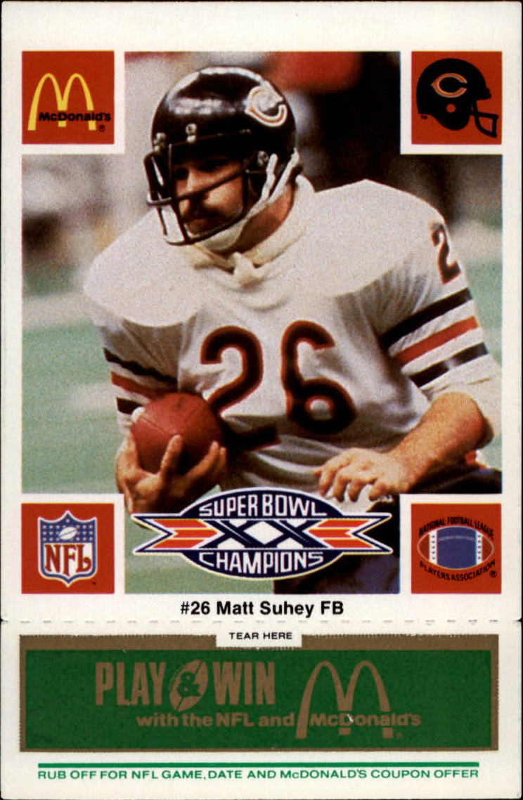 1986 McDonald's Bears Green Tab #26 Matt Suhey - NM-MT - Ziggy's Eastpointe  Sportscards