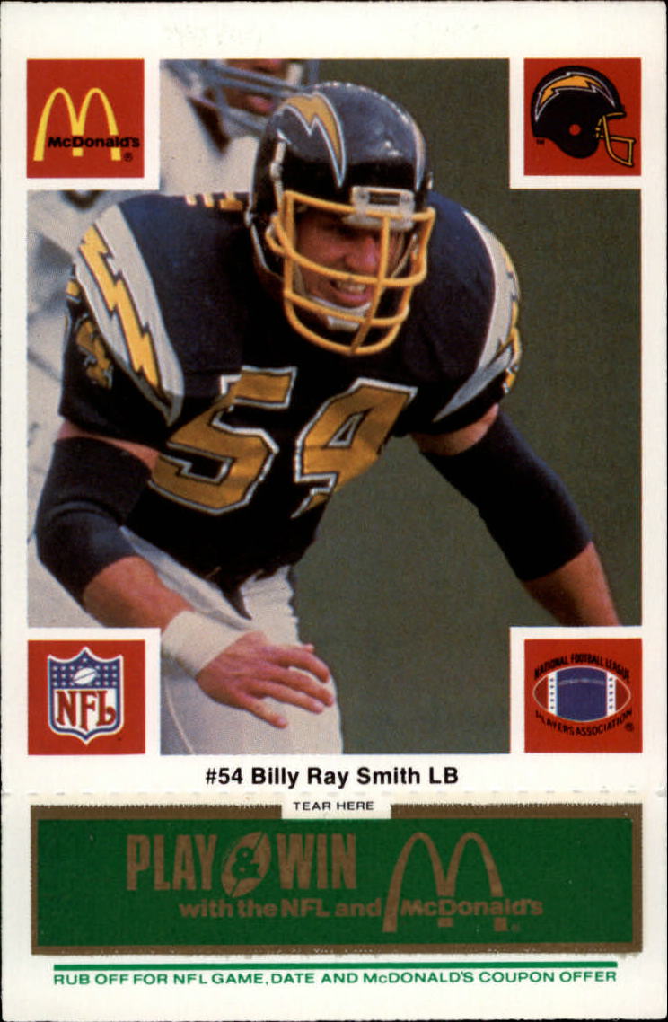 1986 McDonald's Chargers Green Tab #54 Billy Ray Smith