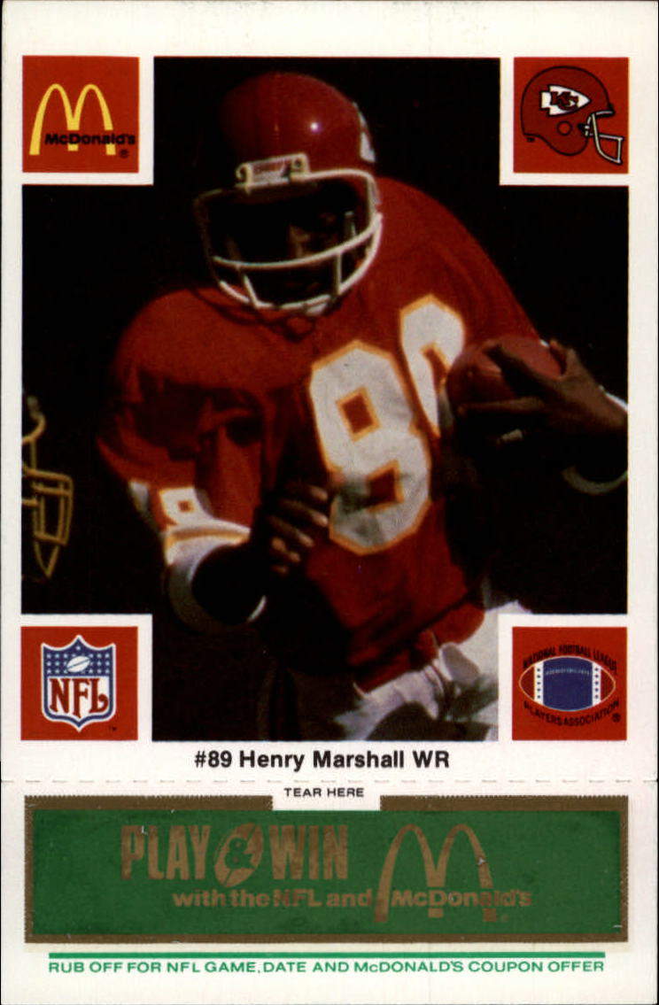 1986 McDonald's Chiefs Green Tab #89 Henry Marshall