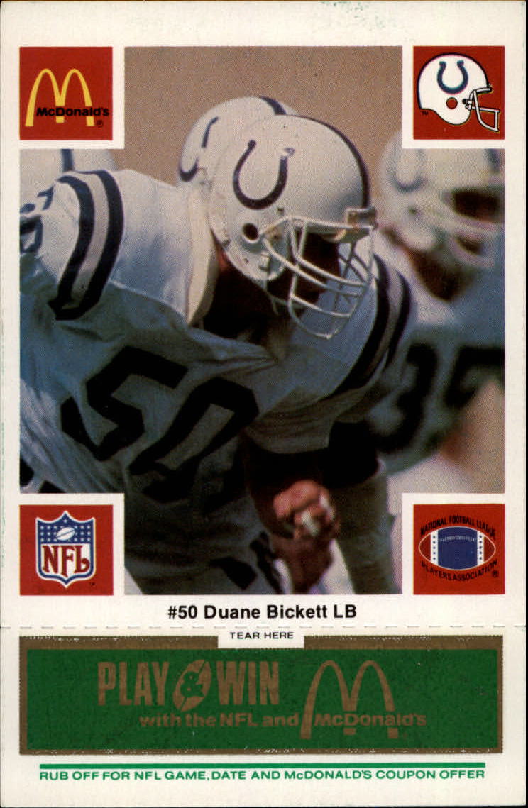 1986 McDonald's Colts Green Tab #50 Duane Bickett DP