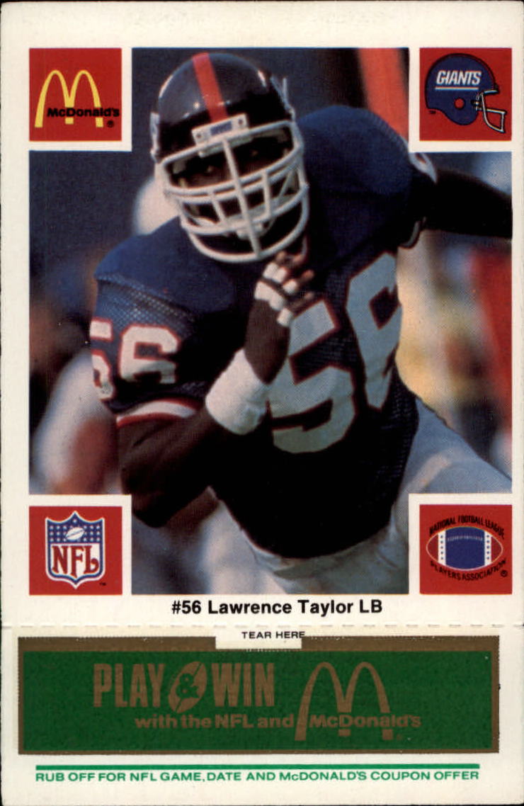 1986 McDonald's Giants Green Tab #56 Lawrence Taylor