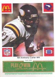 1986 McDonald's Vikings Green Tab #81 Anthony Carter DP