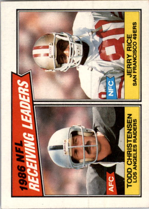 1987 Topps #228 Receiving Leaders/Jerry Rice/Todd Christensen
