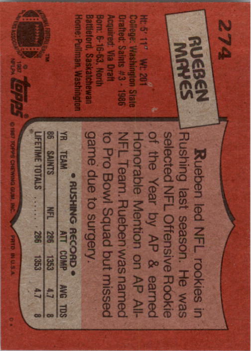 1987 Topps Football Singles - You Choose - Bild 313 von 467