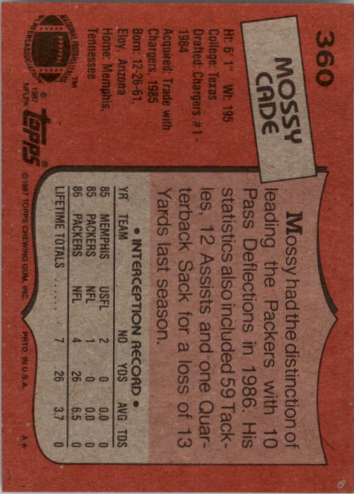 1987 Topps Football Singles - You Choose - Bild 415 von 467